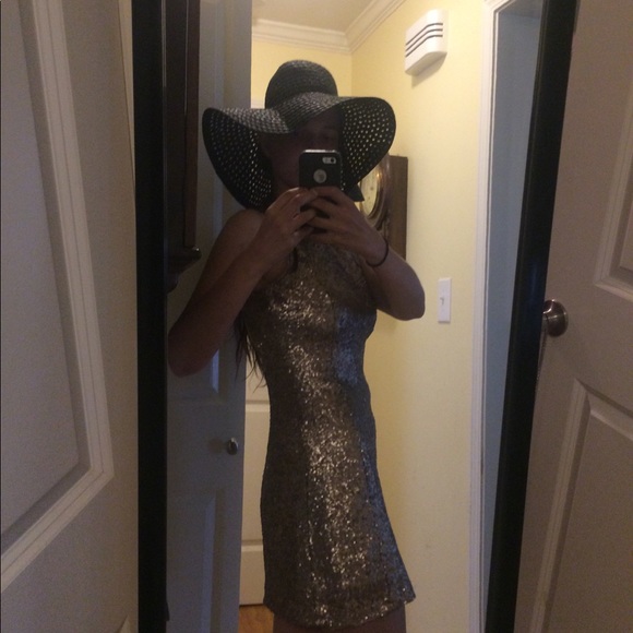 Esley Small Gold Sequin Open Back Tank Short Dress - Picture 13 of 16